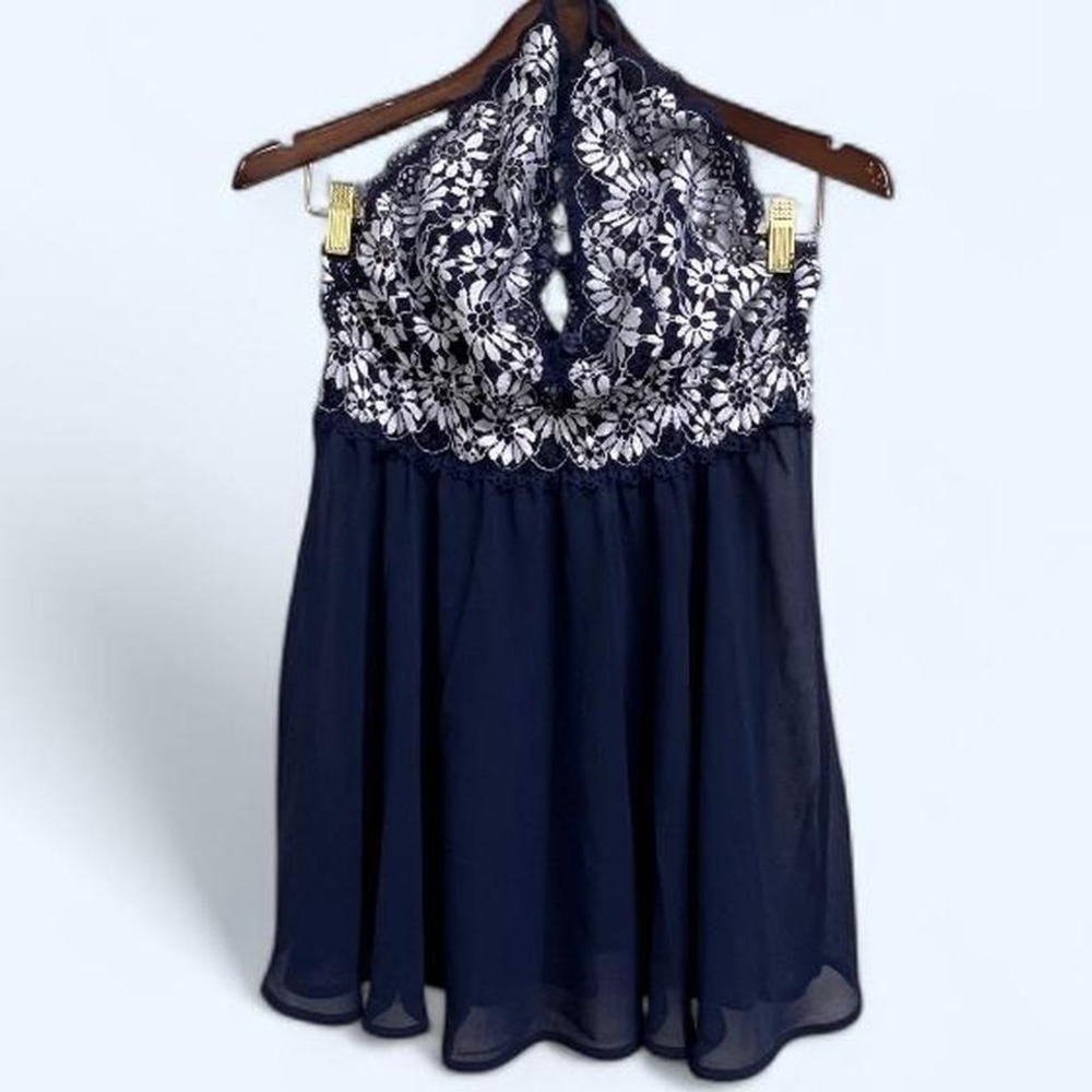 Cinema‎ Etoile Daisy Floral Lace High Neck Sleeveless Babydoll XL